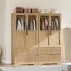 Bedroom Wooden Armoire Wardrobe Closet, Wardrobe Armoire Cabinet with 2 Glass Doors and Drawers, Freestanding Armoire with Shelves & Hanging Rod - 4 of 4