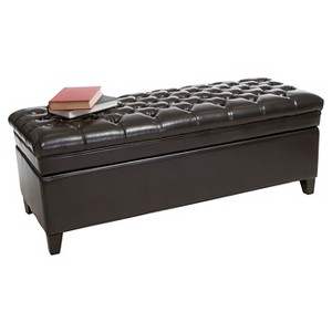 Hastings Tufted Espresso Brown Leather Storage Ottoman Expresso Leather - Christopher Knight Home