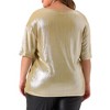 Agnes Orinda Women's Plus Size Metallic Round Neck Short Sleeve Summer Carnival Party Blouses - 4 of 4