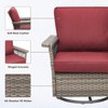 Belord High Back Outdoor Swivel Rocker Chairs Set, Gray Wicker Patio Furniture with 5-Inch Armrests and Thick Cushions for Porch, Deck, Balcony - 4 of 4