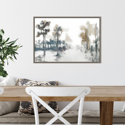 Abstract Landscape Canvas Print with Gray Frame