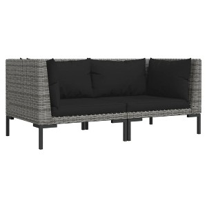 vidaXL Patio Sofas Set with Cushions - Dark Gray and Black Colored, Environmentally Friendly, Half Round Poly Rattan and Powder-Coated Steel - 1 of 4