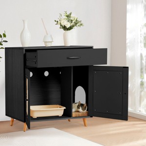 EROMMY Cat Litter Box Enclosure With Drawer, Hidden Litter Box Cabinet With Slot Row, Ventilation For Living Room, Bedroom, wood - 1 of 4