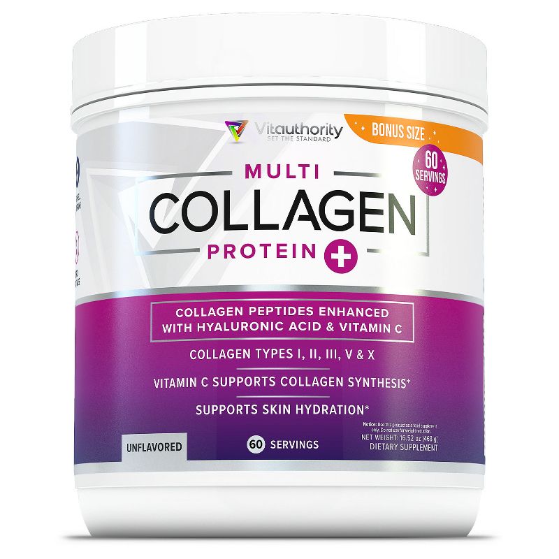 Multi Collagen Protein Plus, Unflavored, Vitauthority, BONUS SIZE 60 servings, 1 of 4