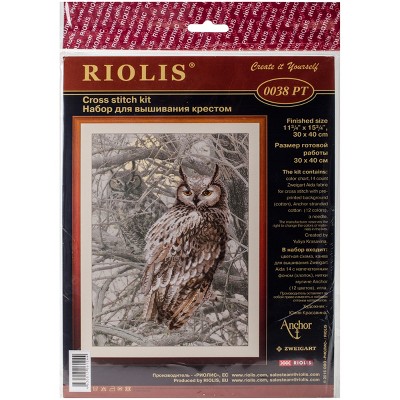 RIOLIS Stamped Cross Stitch Kit 11.75"X15.75"-Eagle Owl (14 Count)