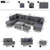 7 Pieces Rattan Outdoor Garden Sofa Set,Wicker Patio Conversation Sectional Sets,Patio Furniture Sets with Coffee Table and Cushions-Coolbibila - 4 of 4