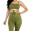 Slickblue Women's Tie Front Cut Out Jumpsuit in Stretch Jersey - Downtown Brown/Olive Branch, Size S-L - 3 of 4