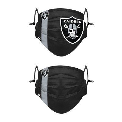 NFL Las Vegas Raiders Adult Gameday Adjustable Face Covering - 2pk