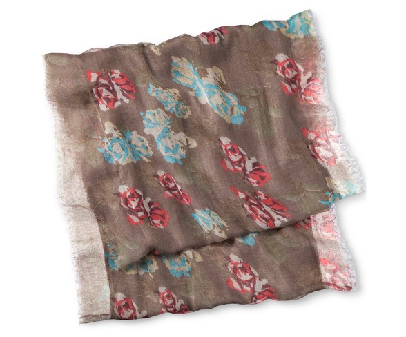 Women's Floral Print Infinity Scarf - Khaki