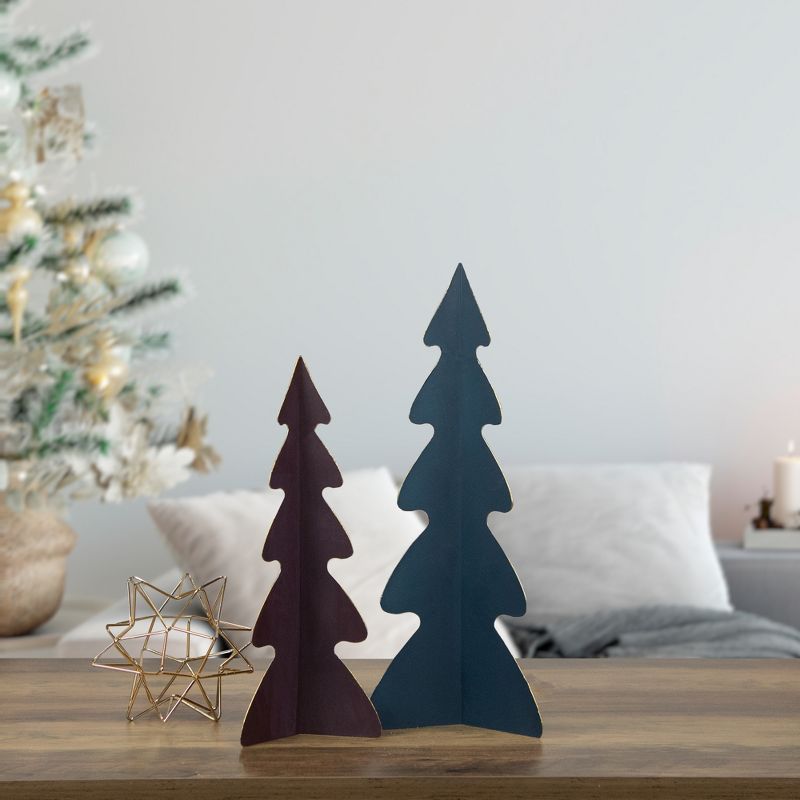 Northlight 15" Blue Triangular Christmas Tree with a Curved Design Tabletop Decor, 2 of 6