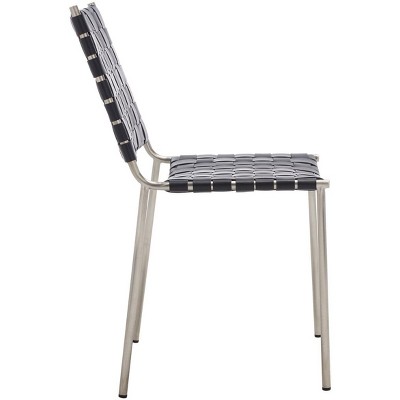 Wesson Black and Silver Woven Leather Dining Chair Set