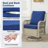 Wicker Swivel Chairs 3-Piece Patio Set, Outdoor Rocking Bistro Rattan Furniture with Cushions & Tempered Glass Table for Porch, Backyard - 4 of 4