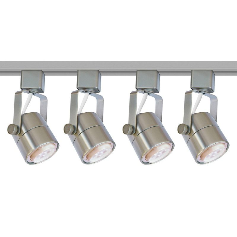 Pro Track Draper 4-Head LED Ceiling Track Light Fixture Kit Floating Canopy Swivel Silver Brushed Nickel Finish Modern Kitchen Bathroom 48" Wide, 1 of 5