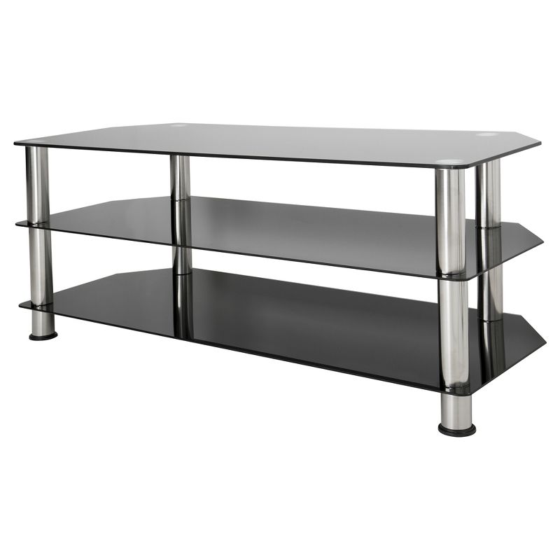 Glass Shelves TV Stand for TVs up to 55&#34; - Silver/Black, 3 of 5