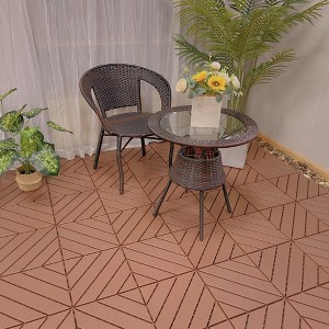 44 Pack Plastic Interlocking Deck Tiles, 12"x12" Waterproof Outdoor Floor All Weather Use for Poolside Balcony Backyard, Brown - 1 of 4