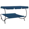 VidaXL Patio Lounge Bed with Canopy and Pillows Blue - 4 of 4