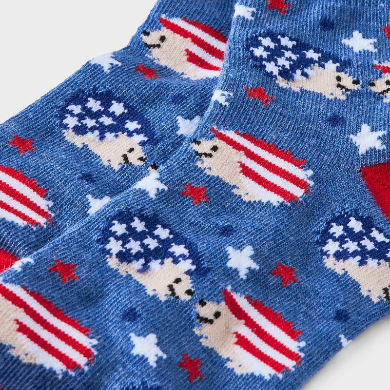Women&#39;s Patriotic Hedgehogs Ankle Socks - Denim Heather/Red 4-10, 3 of 4