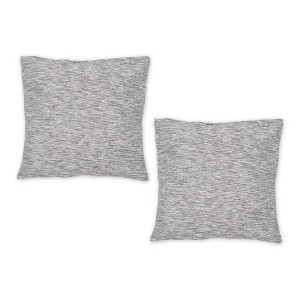 2pc 18"x18" Tonal Recycled Cotton Square Throw Cover Black/Off-White - Design Imports: Indoor Stripe Cushion, Zippered - 1 of 4