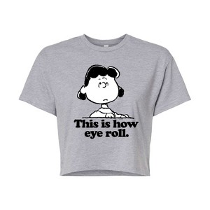 Women's - Peanuts - Lucy This Is How Eye Roll Cropped Graphic T-Shirt - 1 of 4