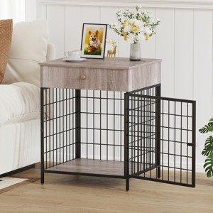 Dog Crate Furniture for Small Dog, Wooden Dog House Indoor, Decorative Dog Kennel with Drawer, Indoor Pet Crate End Table - 1 of 4