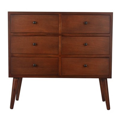 Mid Century Six Drawer Wood Accent Chest - Décor Therapy