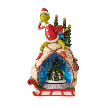 Jim Shore 11.0 Inch Grinch Lighted Rotator Dr. Seuss Christmas Trees Figurines
