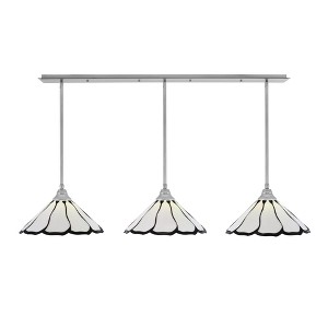Toltec Lighting Any 3 - Light Chandelier in  Brushed Nickel with 16" Pearl & Black Flair Art Glass Shade - 1 of 1