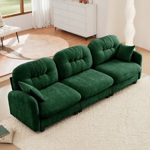 3-Seat Modular Sectional Sofa for Living Room & Bedroom - Soft Chenille Upholstery, High-Density Foam Cushions with Tufted Back, Ergonomic Design - 1 of 4