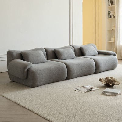 Swtroom Modular Sectional Sofa 115" Sectional Couches 3 Seater Chenille Couch Gray
