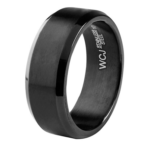 Men's West Coast Jewelry Blackplated Stainless Steel Satin and High Polished Ring - image 1 of 3
