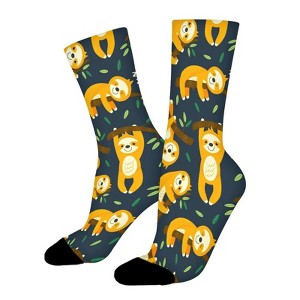 Funny Sloth Women Printed Crew Socks Funny Funky Socks Soft Polyester Novelty Gifts for Artists Men - 1 of 1