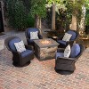 Christopher Knight Home Alhambra Outdoor Wicker 5 Piece Swivel Club Chair and Fire Pit Set - 2 of 4