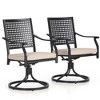 2pk Outdoor Swivel Dining Chairs with Metal Frame & Seat Cushion - Captiva Designs: Powder-Coated Steel, Weather-Resistant - 3 of 4
