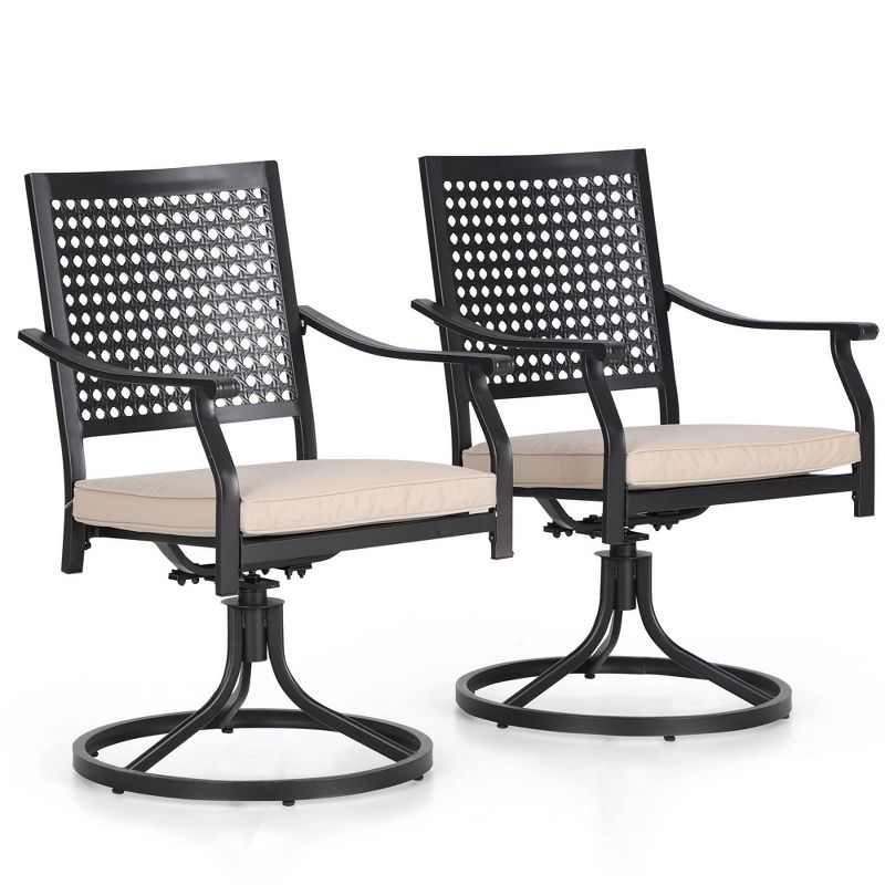 2pk Outdoor Swivel Dining Chairs with Metal Frame &#38; Seat Cushion - Captiva Designs, 4 of 9