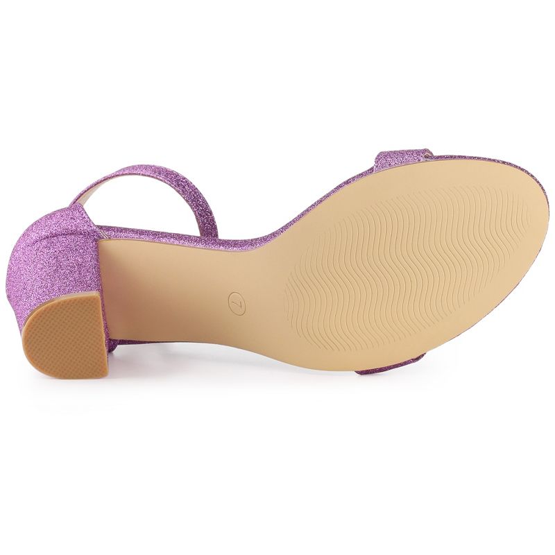 Allegra K Women's Gradient Glitter Chunky Heels Sandals, 5 of 7
