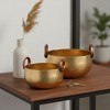 Decorative Metal Bowl with Handles for Coffee Table Decor - Centerpiece Table Decorations and Home Decor Accents - Set of 2, 9", 8", Gold & Metallic - 2 of 4