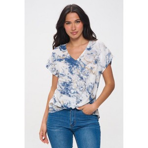 WEST K Women's Leah V Neck Short Dolman Sleeve Front Knob Blouse - 1 of 4