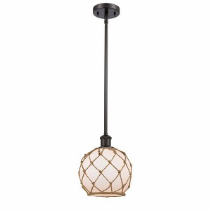 Farmhouse Rope - 1 Light Stem Hung Mini Pendant In Industrial Style-10 Inches Tall and 8 Inches Wide - 1 of 1