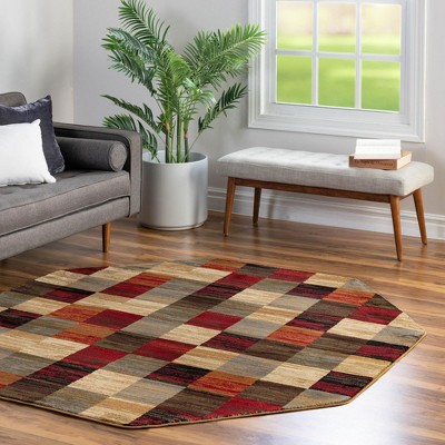 Multi-Color Geometric Octagon Synthetic Indoor Area Rug