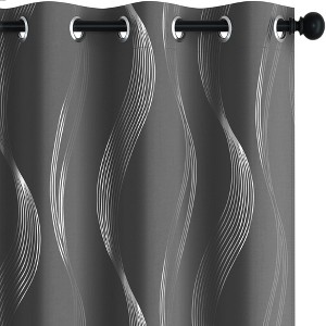 Deconovo 2 Pcs Silver Printed Blackout Curtains with Wave Pattern, 6 Grommets, No  Tiebacks. - 1 of 4