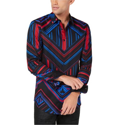 I.N.C International Concepts Mens Bowie Button Up Shirt, Black, Medium