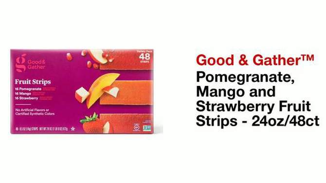 Pomegranate, Mango and Strawberry Fruit Strips Variety Pack - 24oz/48ct - Good &#38; Gather&#8482;, 2 of 8, play video