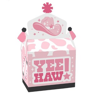 Big Dot of Happiness Rodeo Cowgirl - Treat Box Party Favors - Pink Western Party Goodie Gable Boxes - Set of 12 - 1 of 4