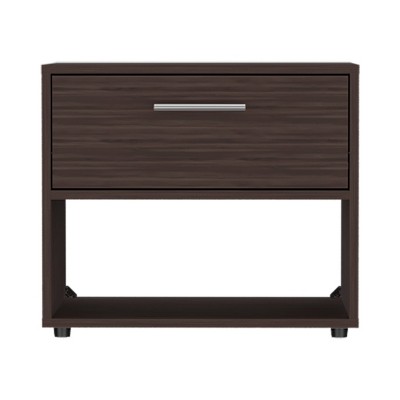 GlasFlength Nightstands Modern Nightstand Bedroom Nightstand Bedside Table with Drawer Open Shelf for Living Room, Brown, 14.7"*20.9"*20.9"