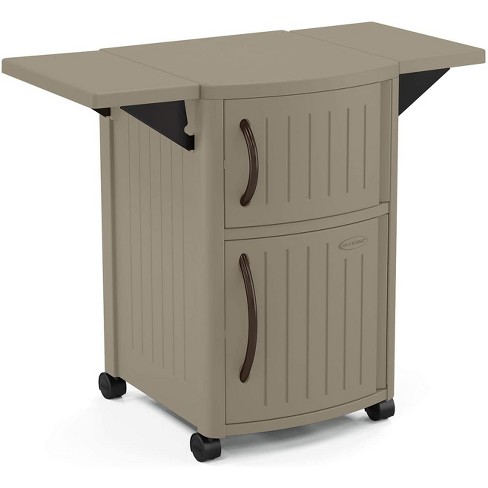 Suncast Portable Outdoor Patio Food, Portable Outdoor Table And Storage Cabinet