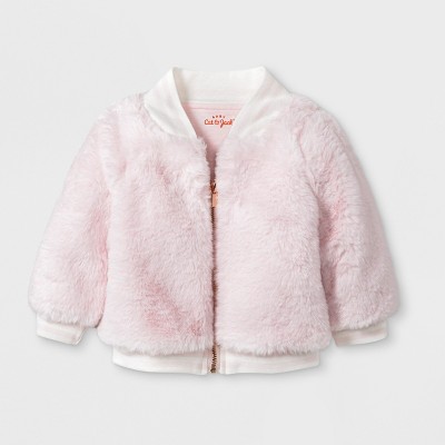 Baby Girls' Solid Faux Fur Jacket - Cat & Jack™ Off-white : Target