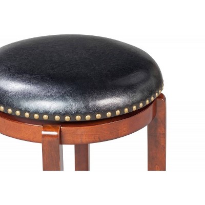 Cherry Cordova 24.5" Swivel Counter Stool with Brass Nailhead Trim