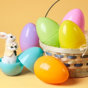 Joyfy 12 Pcs Large Pastel Easter Eggs, 6 Inches Jumbo Plastic Fillable Eggs for Easter Themed Hunt Basket Stuffers and Classroom Prize Supplies - 1 of 4