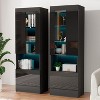 2 Piece 71in Tall Bookcase Storage Cabinet with Glass Doors - 2 of 4