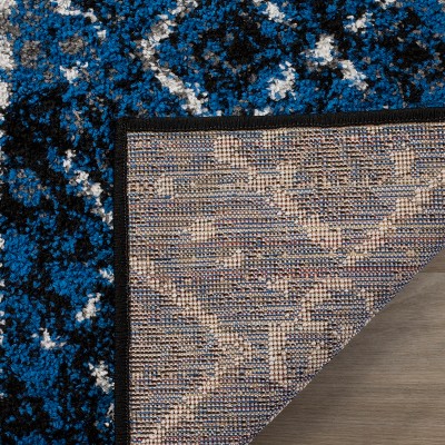 Handmade Black and Silver Synthetic Washable Area Rug, 10' x 14'